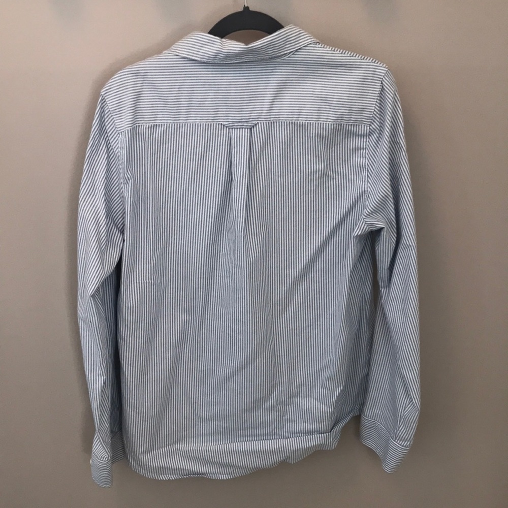 J. Crew Half Button Chambray Stripe Button Down M - image 5